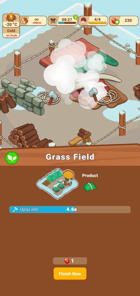 The Grass Field in Icy Village: Tycoon Survival.
