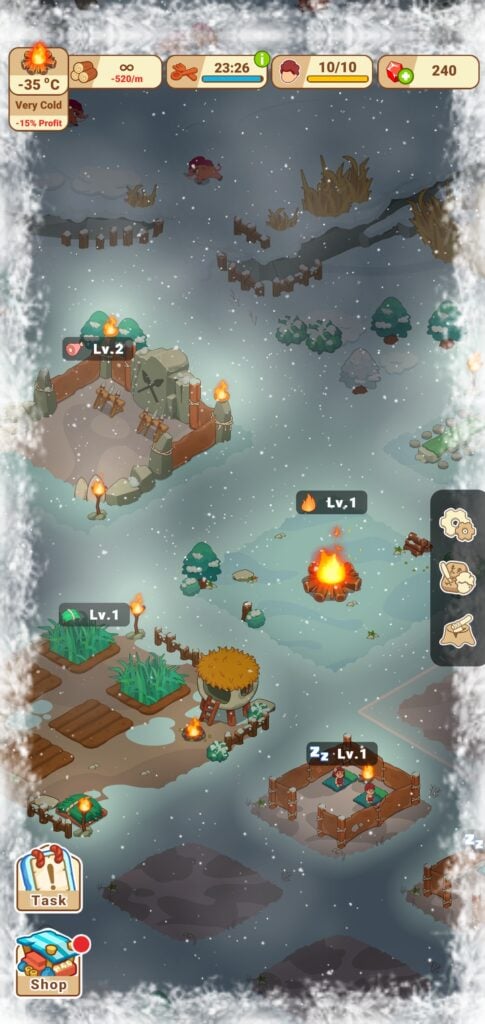 The freezing effect in Icy Village: Tycoon Survival.